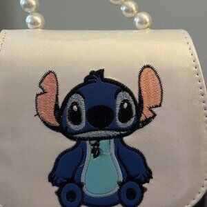 White pearl handle Stitch embroidery design purse